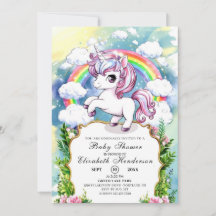 Chá de fraldas Unicorn Personalizado de Aquarela