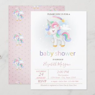 Convite Chá de fraldas Unicórn Star Rainbow