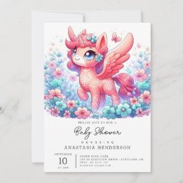 Convite Chá de fraldas Unicórnio Moderno Adorável