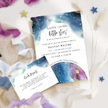 Convite Chá de fraldas Unisex De Estrelinha Brilhante<br><div class="desc">Chá de fraldas elegante e único "Torneira, Pequena Estrela Brilhante", convite para o tema celeste com lindo céu celestial de aquarela, galáxia e estrelas, assim como o globo da constelação numa bela mistura de azul, marinho, lacre, tartaruga, roxo, magenta, fuchsia e matizes de ouro, fazer ideal para chás de fraldas...</div>