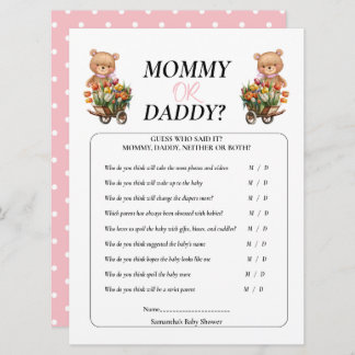 Convite Chá de fraldas Ursinho Mamãe Pai Russo Floral