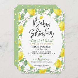 Convite Chá de fraldas Verde Amarelo Limão-limão Gênero Ne
