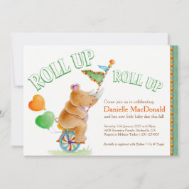 Convite Chá de fraldas verde-castanho-amarelado do elefant