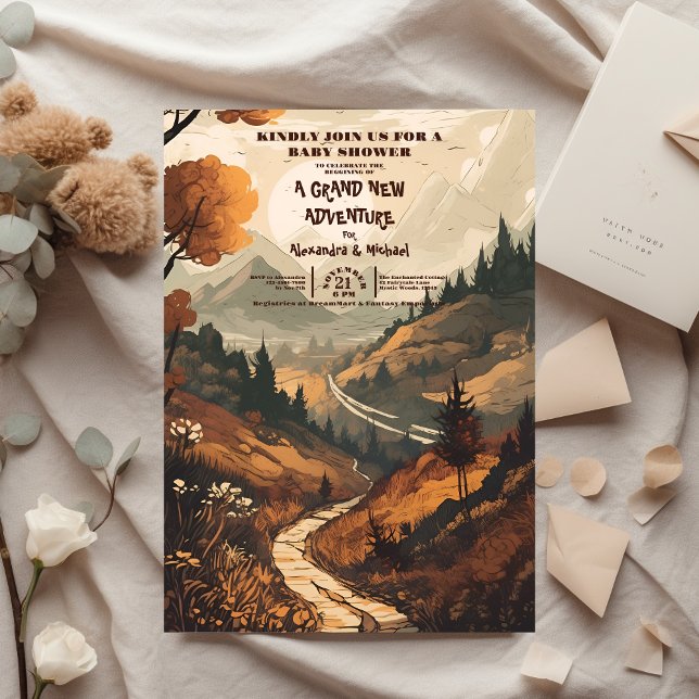 Convite Chá de fraldas Verde da Floresta Russa (Criador carregado)