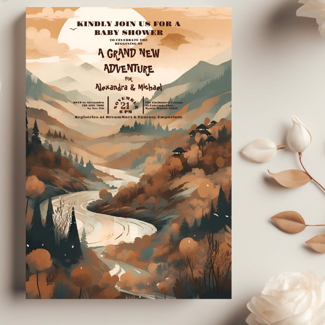 Convite Chá de fraldas Verde da Floresta Russa (Criador carregado)