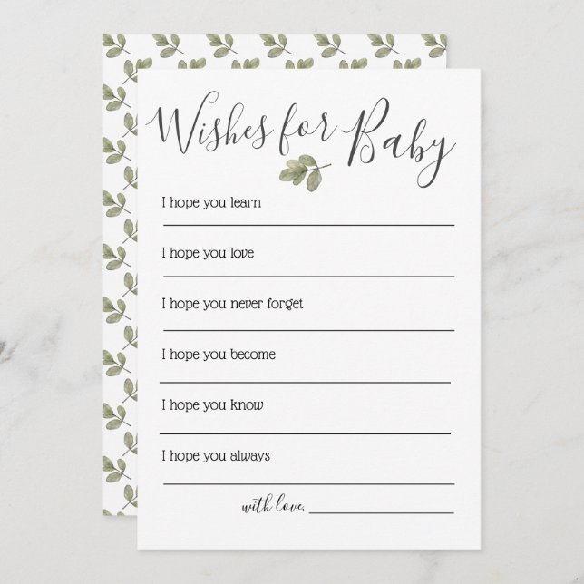 Convite Chá de fraldas Verde Deseja Bebê (Frente/Verso)