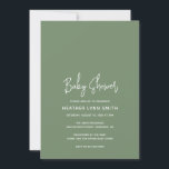 Convite Chá de fraldas Verde Elegante Simples<br><div class="desc">Convite moderno de chá de fraldas verde sábio com um simples design com o título do evento em uma tipografia de script elegante e seus detalhes de evento em uma fonte minimalista sans serif. Este convite chic é neutro em relação ao sexo, fazer perfeito se você está tendo um bebê...</div>
