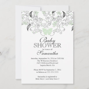 Convite Chá de fraldas verde pálido bonito do ponto mort