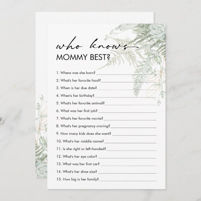 Convite Chá de fraldas Verde Que Conhece A Melhor Mamãe (Frente/Verso)