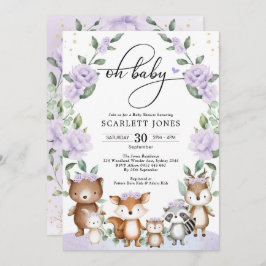 Convite Chá de fraldas verde-verde-verde-roxo-da-floresta