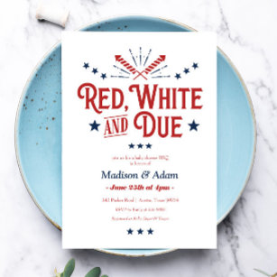 Convite Chá de fraldas Vermelho, Branco e Devido Patriótic