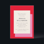 Convite Chá de fraldas Vermelho Cor-de-Rosa Moderno Geomét<br><div class="desc">Convite para Chá de fraldas Vermelho Cor-de-Rosa Cor-de-Rosa Moderna</div>