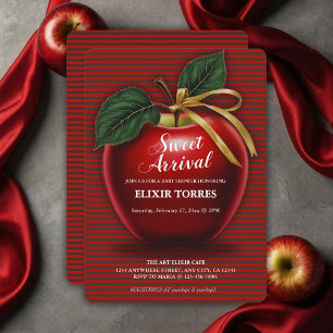 Convite Chá de fraldas Vermelho da Apple, doce chegada