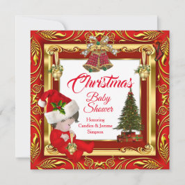 Convite Chá de fraldas Vermelho de Natal ou Menino Dourado
