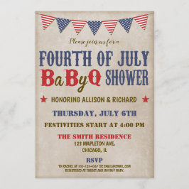 Convite chá de fraldas vermelho-vermelho rusticidade em 4