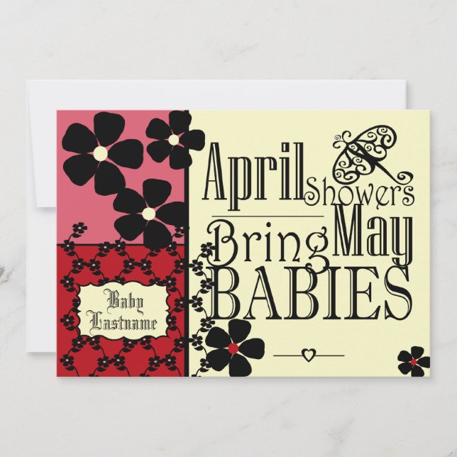 Convite Chá de fraldas Vintage Garden (Frente)