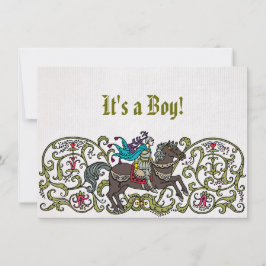 Convite Chá de fraldas Vintage Knight