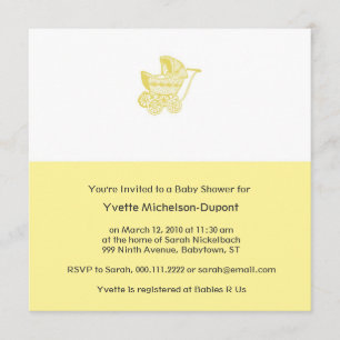 Convite Chá de fraldas Vintage Pram Amarelo