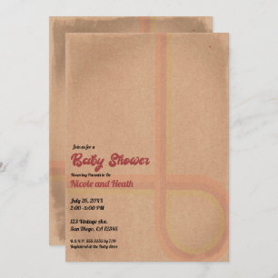 Convite Chá de fraldas Vintage Retro Grunge 60's 70