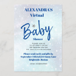 Convite Chá de fraldas Virtual Blue Modern Star É Nascer