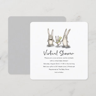 Convite Chá de fraldas virtual da família Bunny bonita