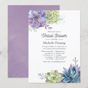 Convite Chá de fraldas Virtual de Êxito do Cactus Waterc