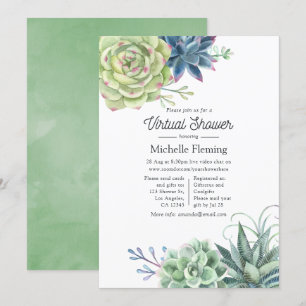 Convite Chá de fraldas Virtual de Êxito do Cactus Waterc