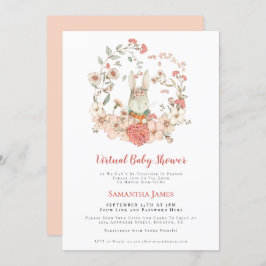 Convite Chá de fraldas Virtual de Folhagem de Pêssego Bunn