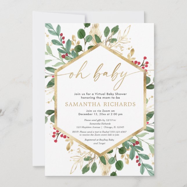 Convite Chá de fraldas virtual de Natal - Amoreira seca (Frente)