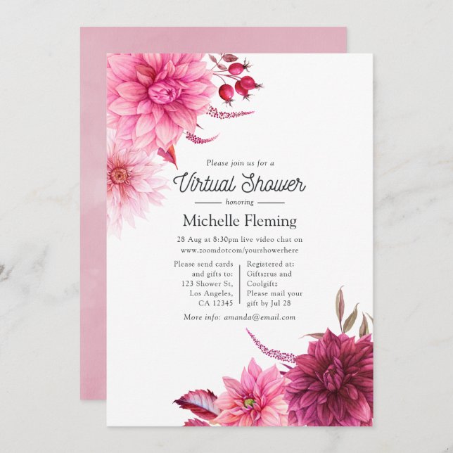 Convite Chá de fraldas virtual de outono de outono de Borg (Frente/Verso)