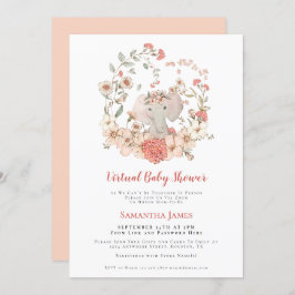 Convite Chá de fraldas Virtual de Peach da Foliage da Elep