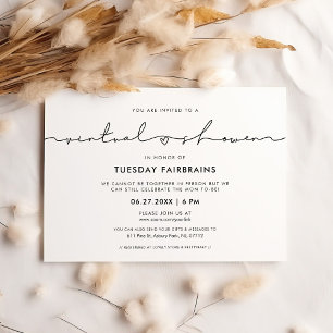 Convite chá de fraldas virtual de script de branco