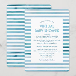 Convite Chá de fraldas Virtual de Strips Azul de Água