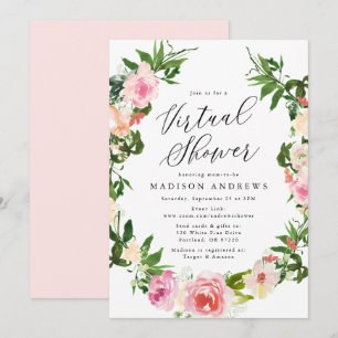 Convite Chá de fraldas Virtual de Verruagem Floral Suave