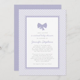 Convite Chá de fraldas virtual do arco roxo Gingham
