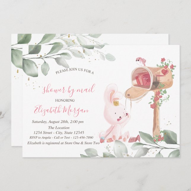 Convite Chá de fraldas virtual do Baby Rabbit (Frente/Verso)