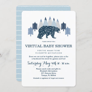 Convite Chá de fraldas virtual do Bear Boy Modern Bear