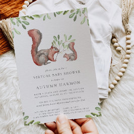 Convite Chá de fraldas Virtual do Esquilo Vermelho Amigos 