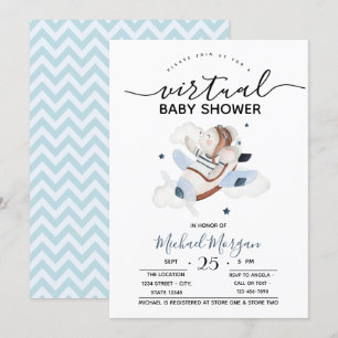 Convite Chá de fraldas virtual do mouse de bebê do aviã