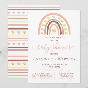 Convite Chá de fraldas virtual Dourado do arco-íris cor-