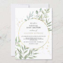 Convite Chá de fraldas Virtual Eucalyptus Greenery