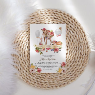 Convite chá de fraldas virtual floral de animais floresta