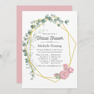 Convite Chá de fraldas Virtual Geométrico Eucalyptus