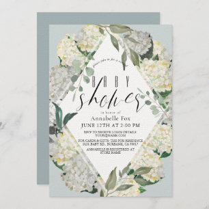 Convite Chá de fraldas Virtual Hydrangea Blue Rhonbus