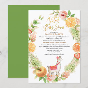 Convite Chá de fraldas Virtual Llama Mama Floral Greenery