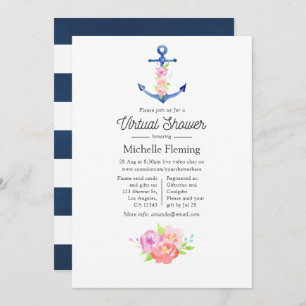 Convite Chá de fraldas Virtual Náutico de Aquarela