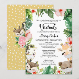 Convite Chá de fraldas Virtual para GIRL | Amigos Safari