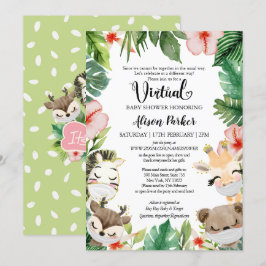 Convite Chá de fraldas Virtual para GIRL | Amigos Safari