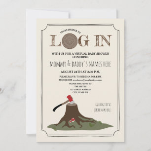 Convite Chá de fraldas Virtual Por Log-In De Correio Na 