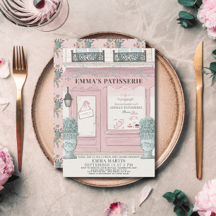 Convite Chá de fraldas Virtual Rosa Patisseriado, da pada